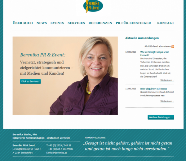 Website für Berenika PR & Event