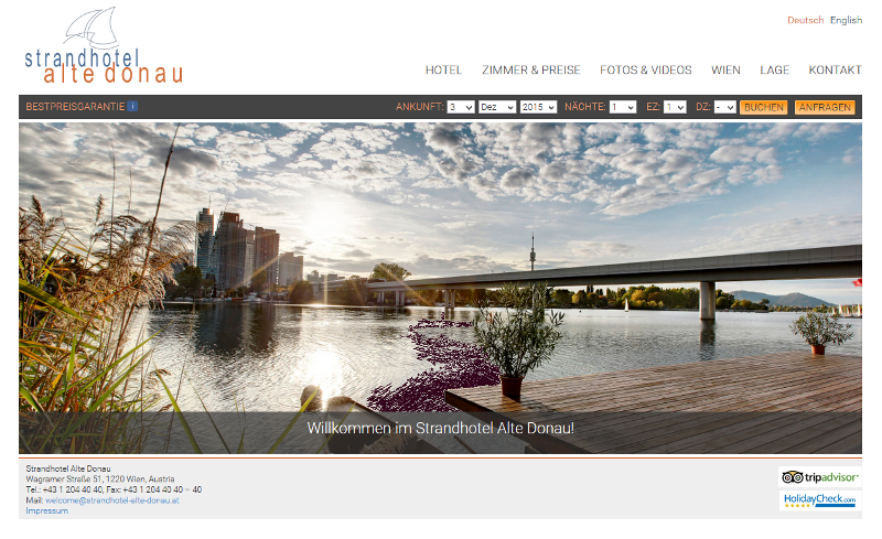 Website für das Strandhotel Alte Donau
